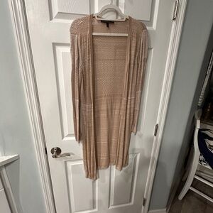 Beige Cozy Knit Cardigan with Open Front